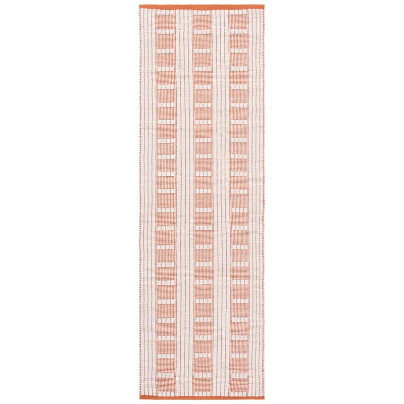 SAFAVIEH Handmade Flatweave Lynann Vermont Wool & Cotton Rug - 2'3" x 8' Runner - Orange/Ivory