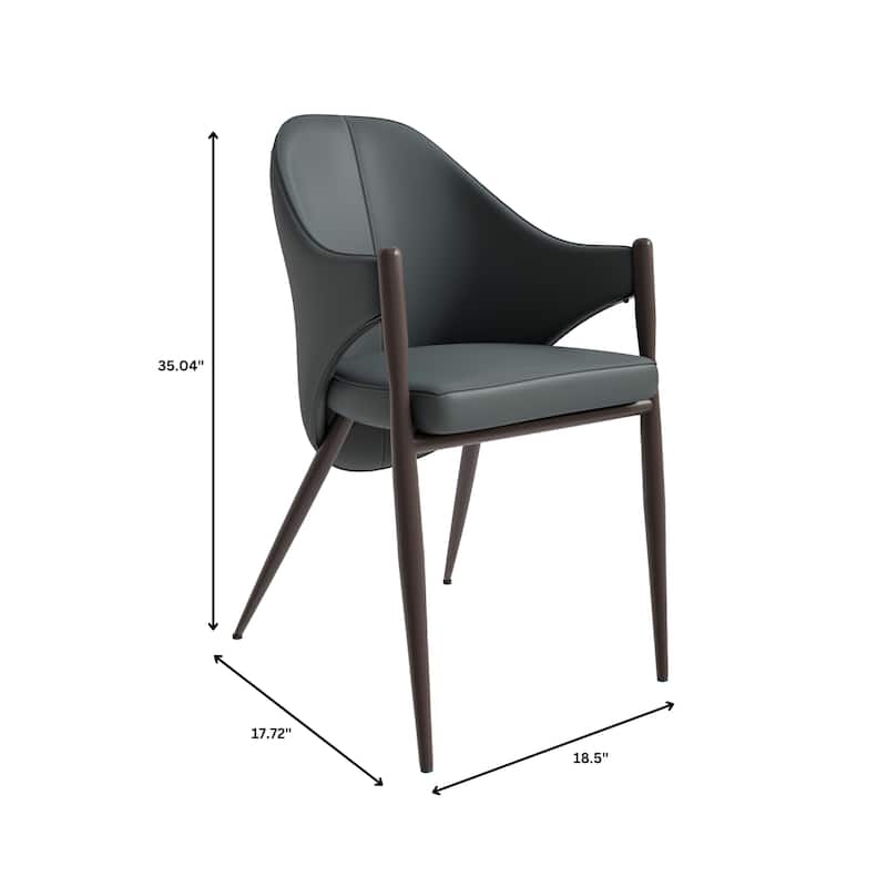 Upholstered Leather Dining Chair with Iron Legs Accent Armchair Set of 4