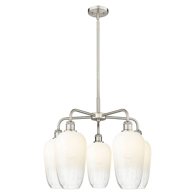 Innovations Lighting Endless Possibilities Ballston - Brookhaven Flute - 5 Light 26" Stem Hung Chandelier - Satin Nickel/Opal