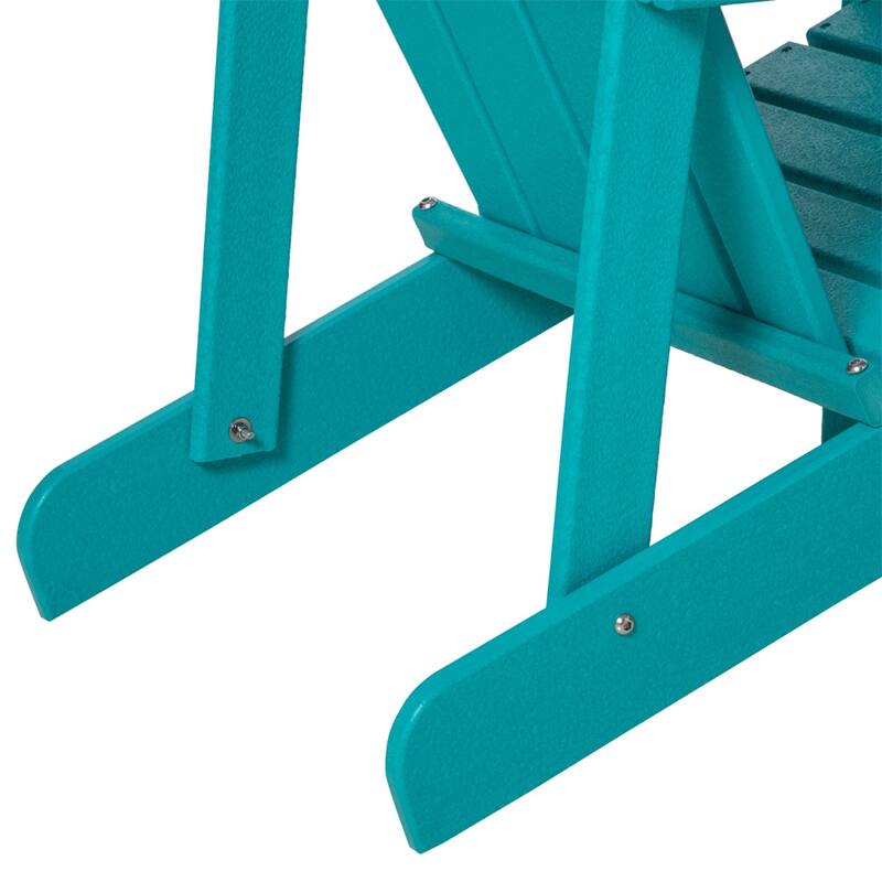 Turquoise HDPE Adirondack Chair with Slatted Seat, Wide Armrests - 26.75" W x 33" D x 35.5" H