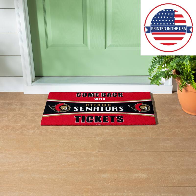 New York Rangers 28 in. x 16 in. PVC "Come Back With Tickets" Trapper Door Mat