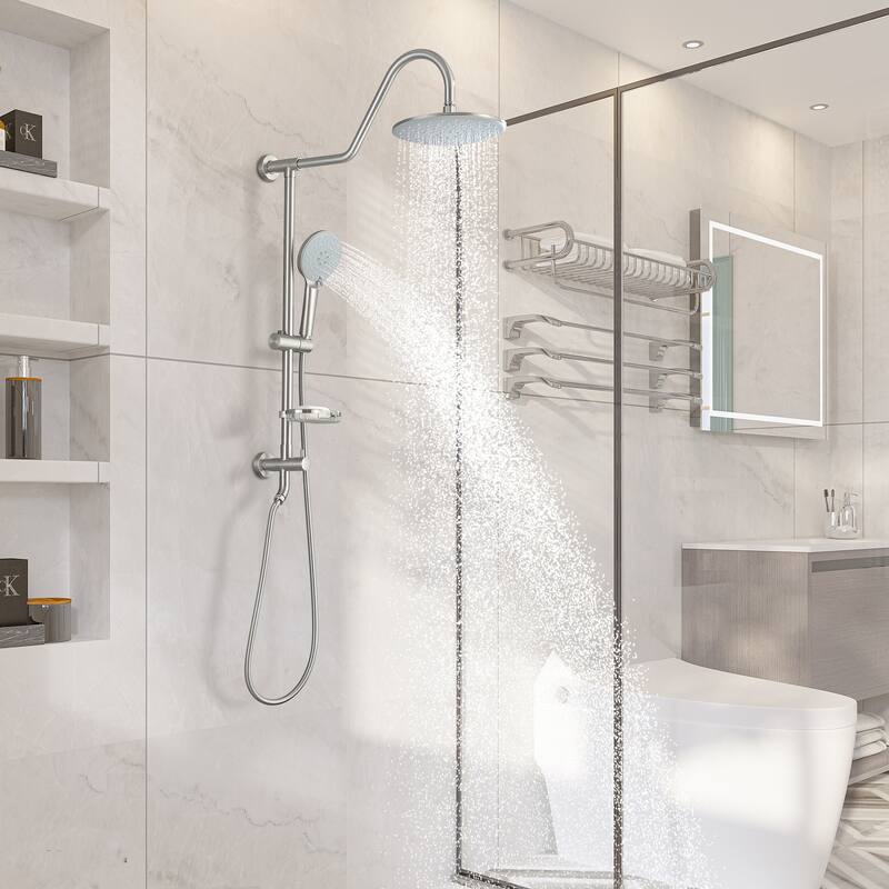10-In Rainfall Exposed Pipe Shower System without Valve