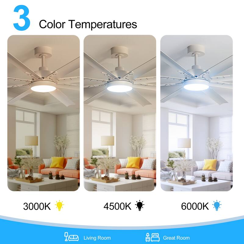 72 in. Integrated LED Indoor Black-Aluminum-Blade Ceiling Fans with Light and Remote