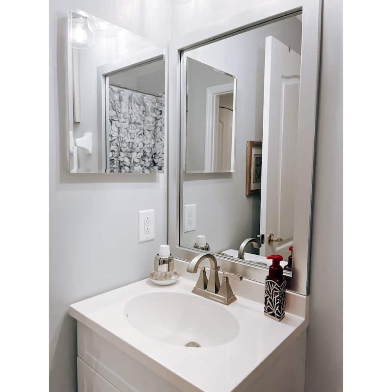 Frame My Mirror Brushed Chrome Framed Vanity Mirror, Meade Design