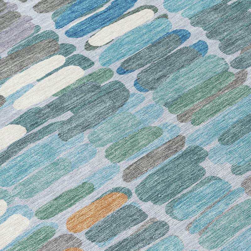 Machine Washable Indoor/ Outdoor Modern Caps Chantille Rug