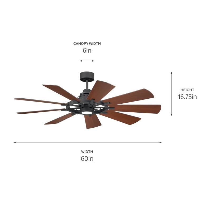 Kichler Lighting Gentry 60 inch Integrated LED Indoor Distressed Black Ceiling Fan