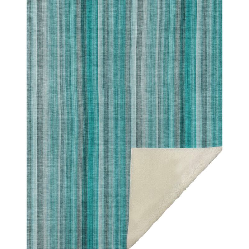 Premium Machine Washable Contemporary Stripe Sherpa Throw Blanket