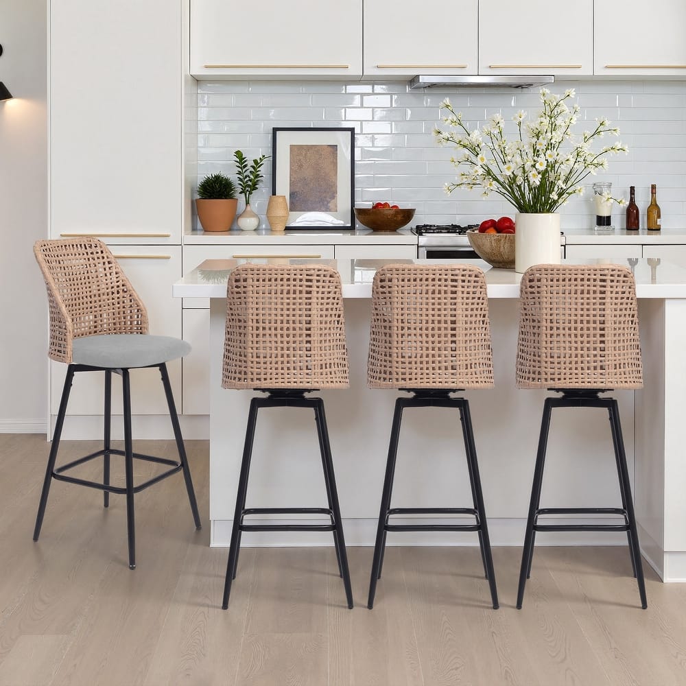 28.7"H Swivel Bar Stools/ Counter Stools with Wicker Back