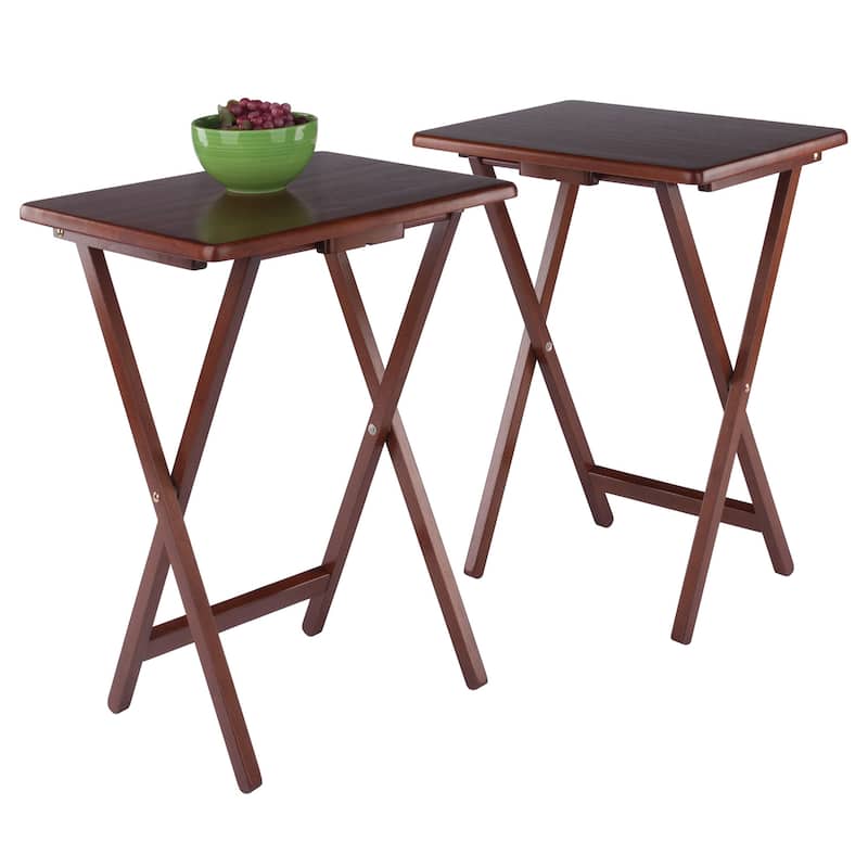 Alex Set of 2 Snack Tables Walnut Finish