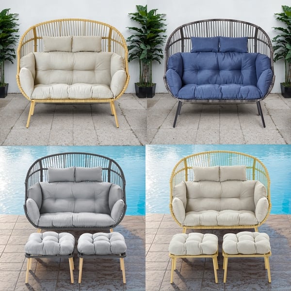 slide 2 of 25, Gymojoy Double Wicker Egg Chair Outdoor Oversized Egg Chair