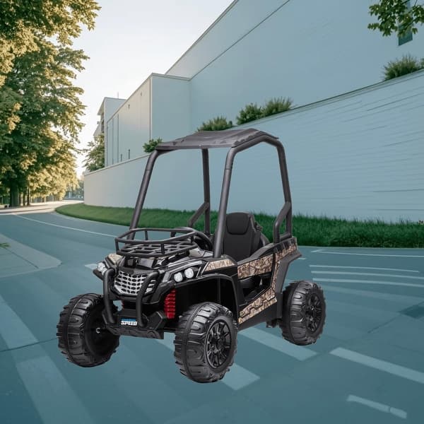 slide 2 of 10, Battery-Powered 12V Kids Ride On UTV with Dual Control, Music, Suspension, and Authentic Driving Experience for Ages 3-6 Multicolor