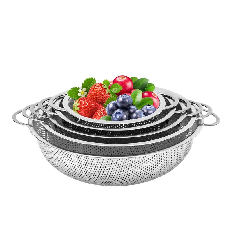 5Piece Stainless Steel Colander Set with Handles On Sale Bed Bath