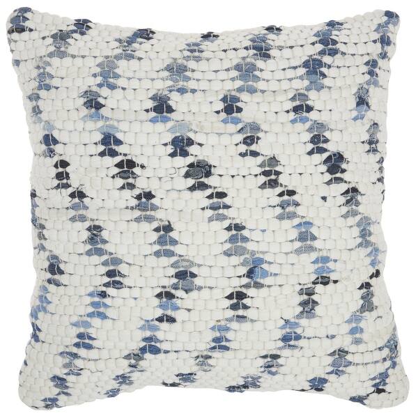 slide 2 of 4, White And Denim Knubby Waves Throw Pillow
