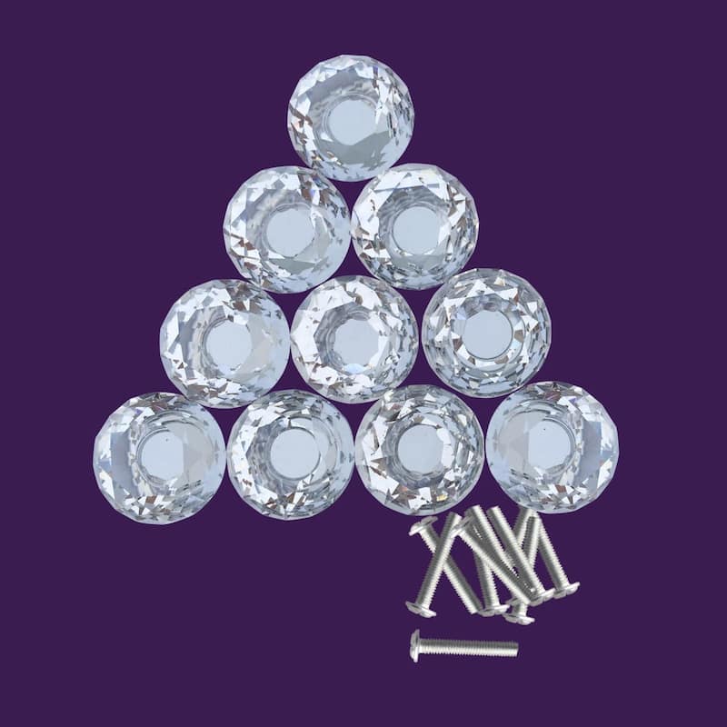Diamond Shape Cabinet Knobs 1.18" Glass Pull Handles 10 Pieces Renovators Supply