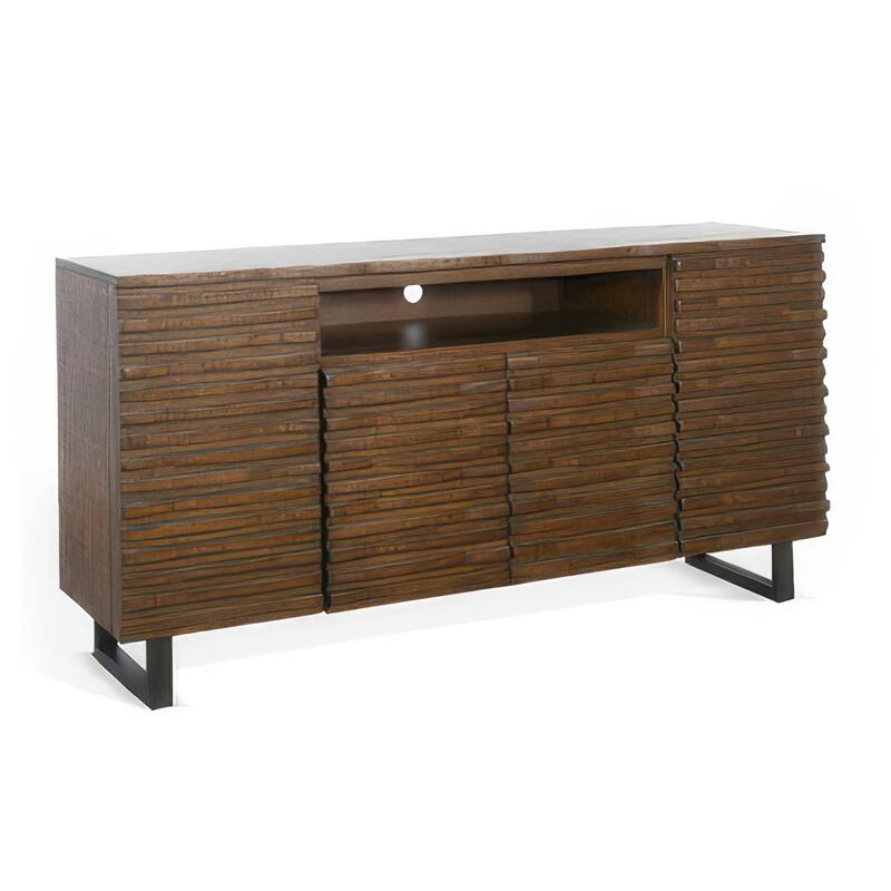Desy TV Media Entertainment Console, Fluted Doors, Dark Brown 72 Inch