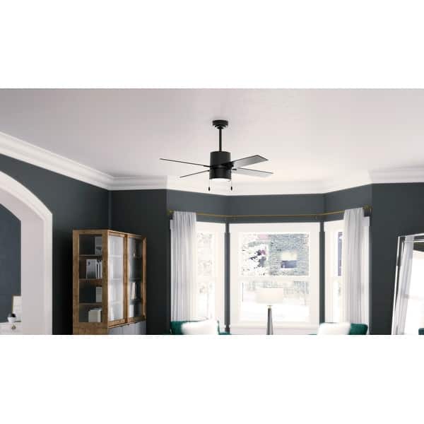 slide 2 of 14, Hunter 52" Beck Ceiling Fan with LED Light Kit and Pull Chain - Transitional, Modern, Industrial, Farmhouse Matte Black