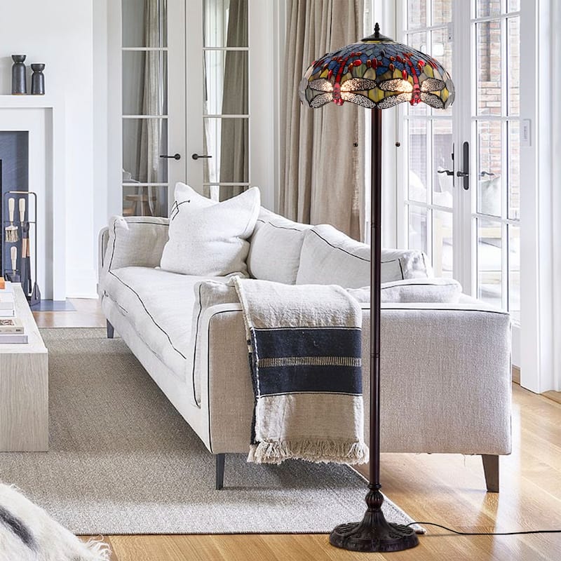 Hailey Tiffany-style Floor Lamp - Blue