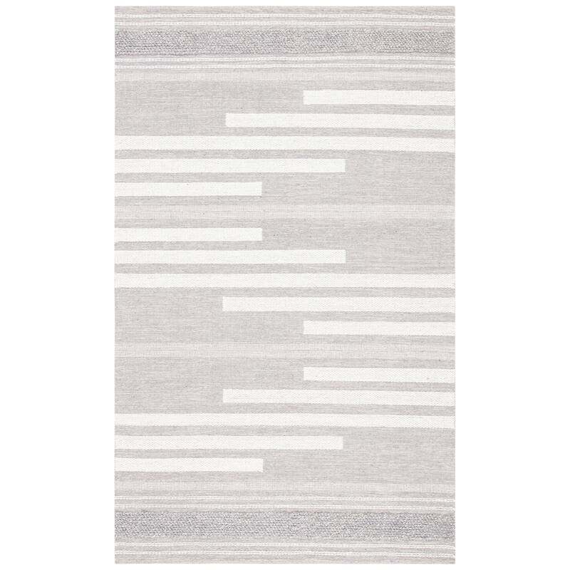 SAFAVIEH Handmade Striped Kilim Hayley Modern Cotton Rug - 6' x 9' - Silver/Grey