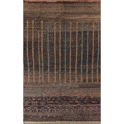Brown Moroccan Large Oriental Area Rug Hand-Knotted Wool Carpet - 9'6" x 14'6"