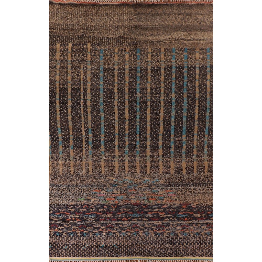 Brown Moroccan Large Oriental Area Rug Hand-Knotted Wool Carpet - 9'6" x 14'6"