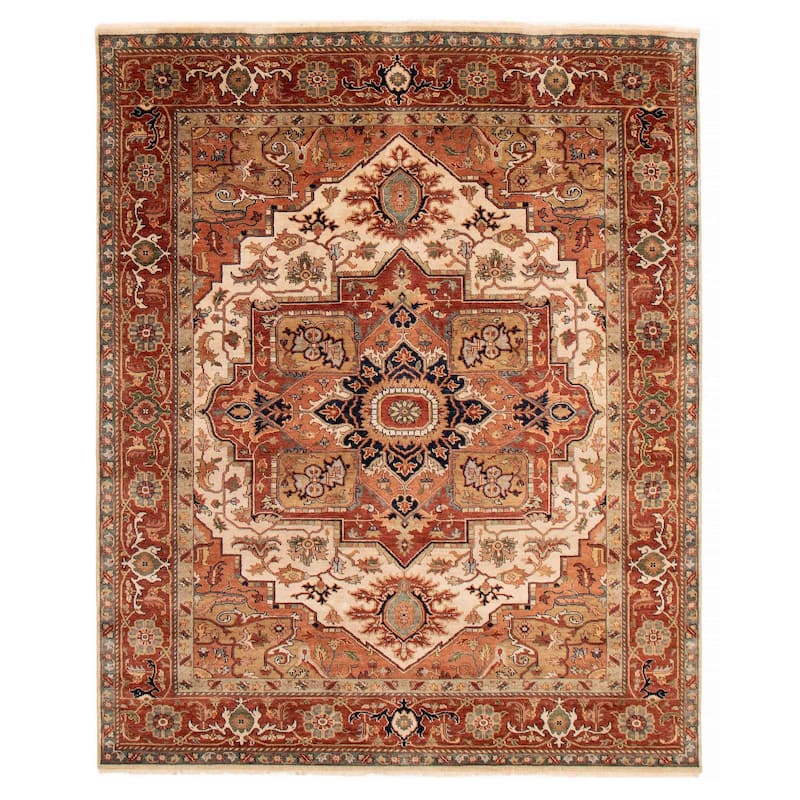 ECARPETGALLERY Hand-knotted Jules Sultane Ivory Wool Rug - 7'9 x 9'9 - Ivory - 7'9 x 9'9