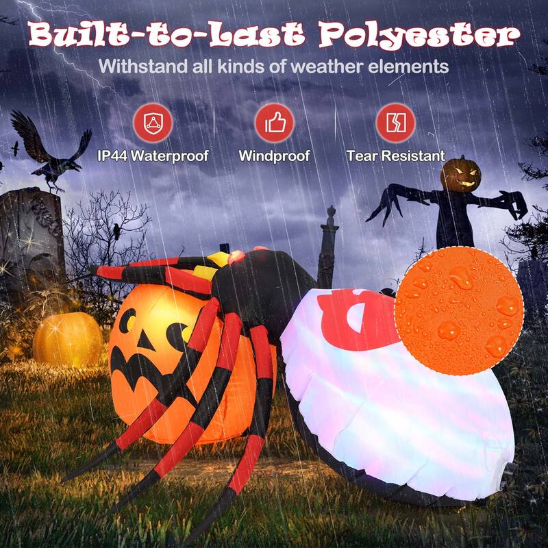 Costway 5 x 4.6 ft Inflatable Spider w/ Pumpkin LED Lighted Halloween - See Details