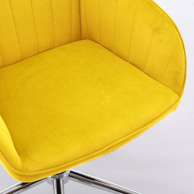 Velvet Adjustable Home Office Chair, Swivel Armchair with Universal Wheels, Upholstered Desk Chair with Metal Base