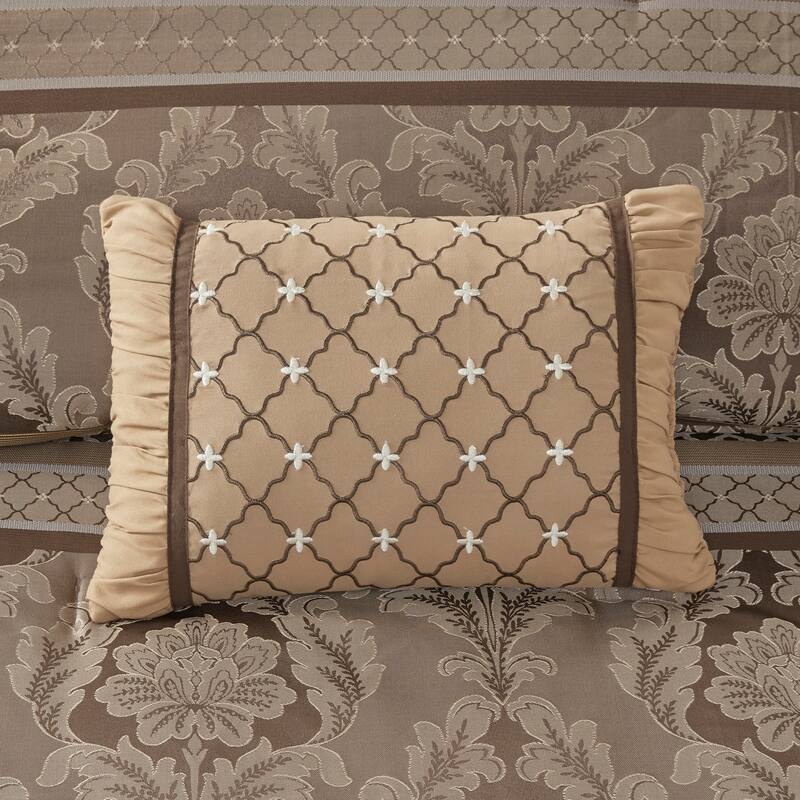 7 Piece Jacquard Comforter Set Brown/Gold Cal King