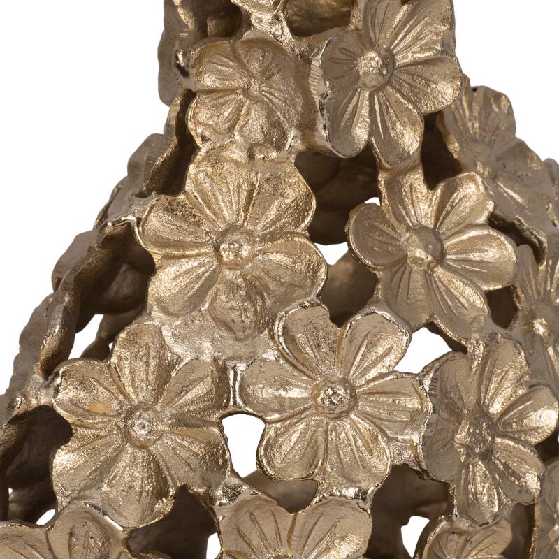 Aluminum Decorative Vase Floral Openwork Design Glam Style Modern
