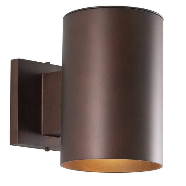slide 2 of 5, Chiasso Aluminum 1 Light Bronze Dark Sky Cylinder Outdoor Wall Lantern - 5-in W x 7.25-in H x 8-in D