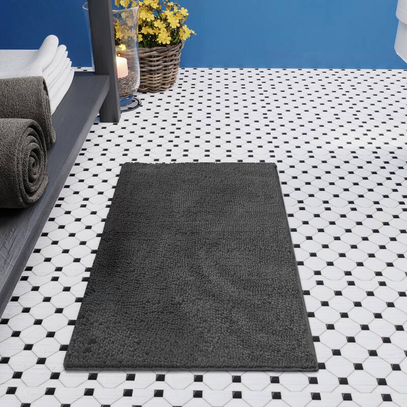 Resort Collection Plush Shag Chenille 17 x 24 in. and 21 x 34 in. 2-Piece Bath Mat Set