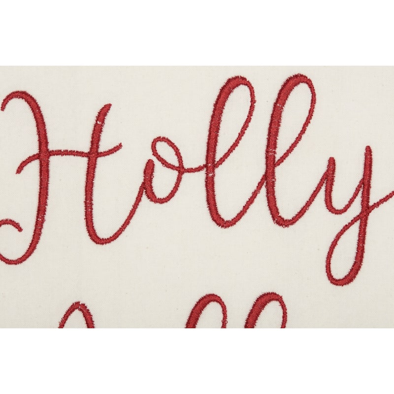 Chenille Christmas Holly Jolly Bleached White Muslin Tea Towel Set of 2 19x28 - Tea Towel 28x19