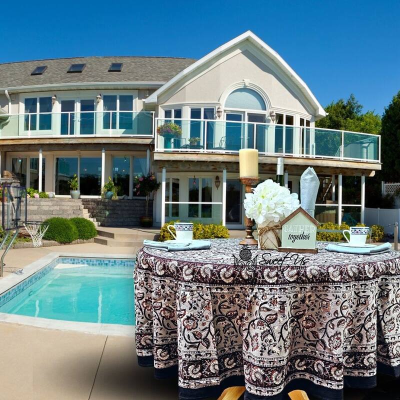 Earthen Vintage Floral Block Print Cotton Tablecloth Collection