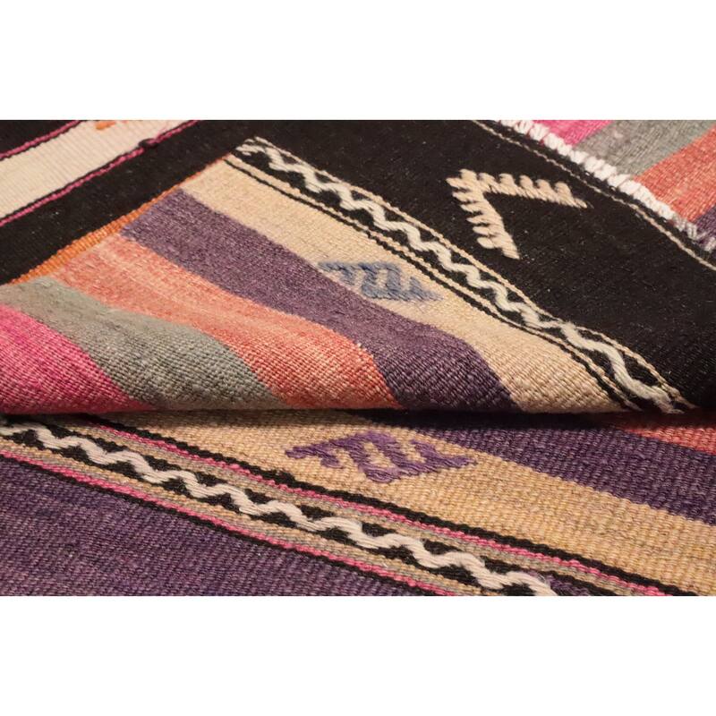 Hand Woven Oriental 100% Wool Carpet Southwestern Tribal Multi-Colored Kilim Area Rug - 8' 8'' X 5' 3''