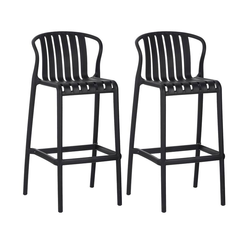 Roomfitters Outdoor Patio Perforated Slat Back Bar Stools, All-Weather Set of 2