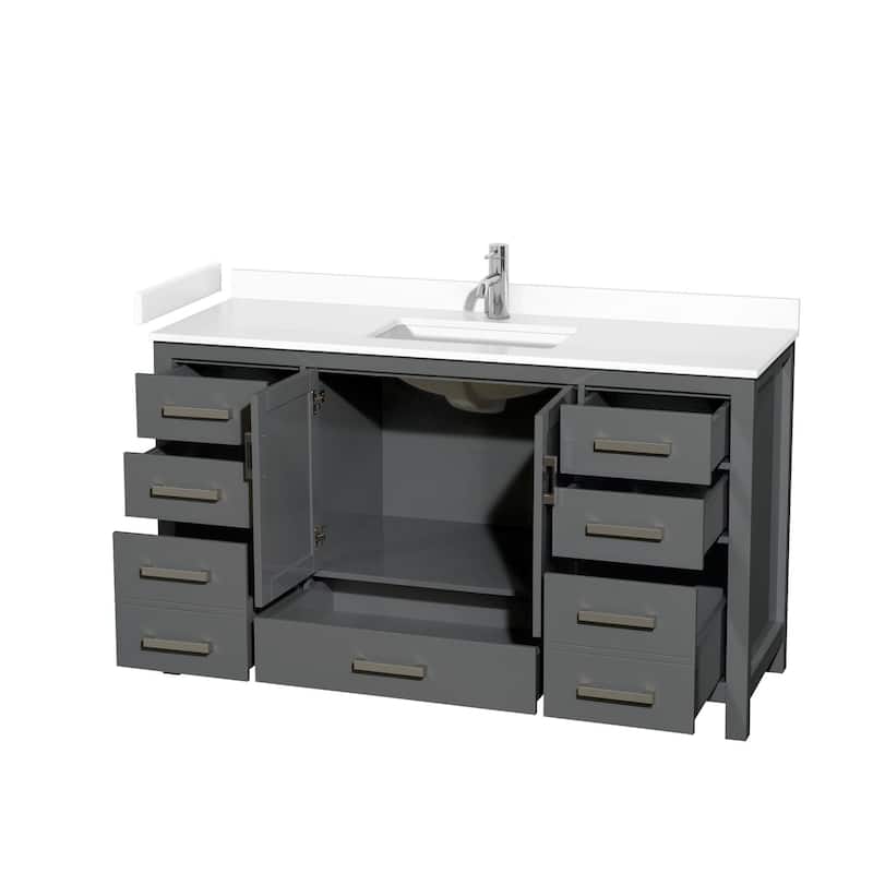 Wyndham Collection Sheffield 60" Single Bathroom Vanity, Carrara