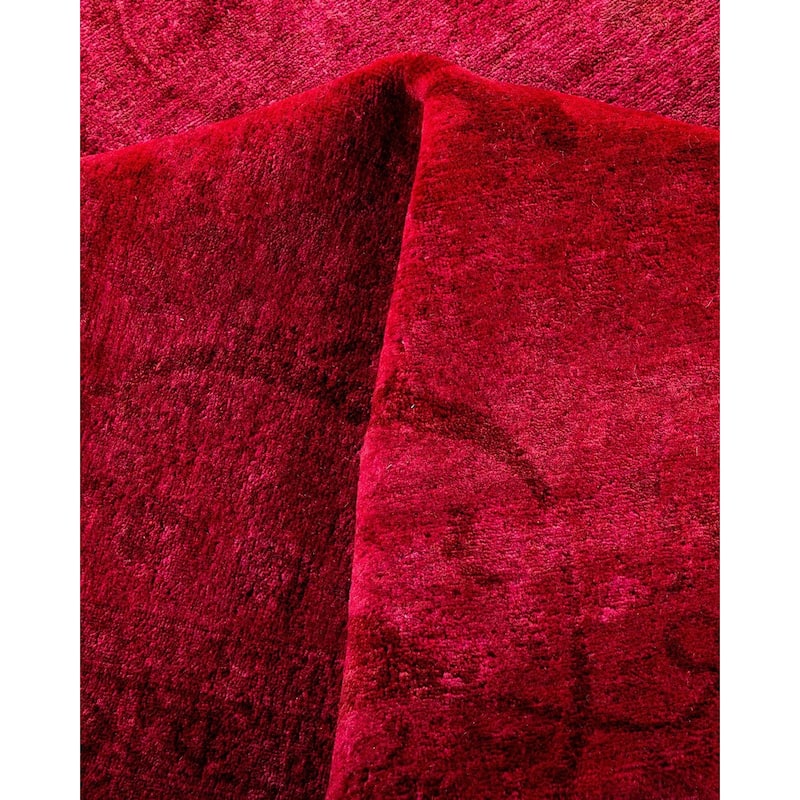 Overton Hand Knotted Wool Vintage Inspired Modern Contemporary Overdyed Pink Area Rug - 9' 2" x 12' 6"