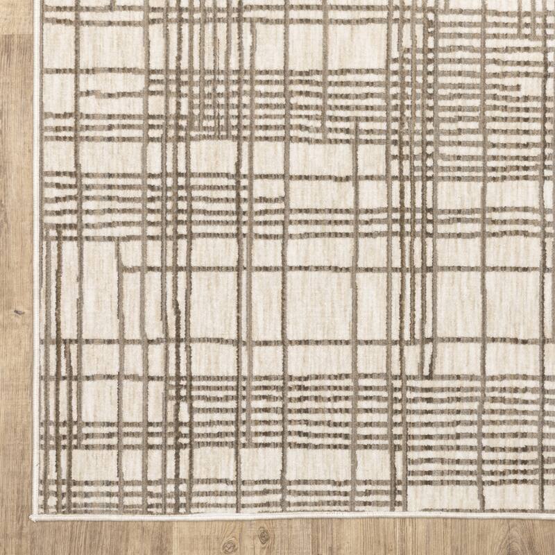 Hansel Etched Stripes Ivory/ Brown Area Rug