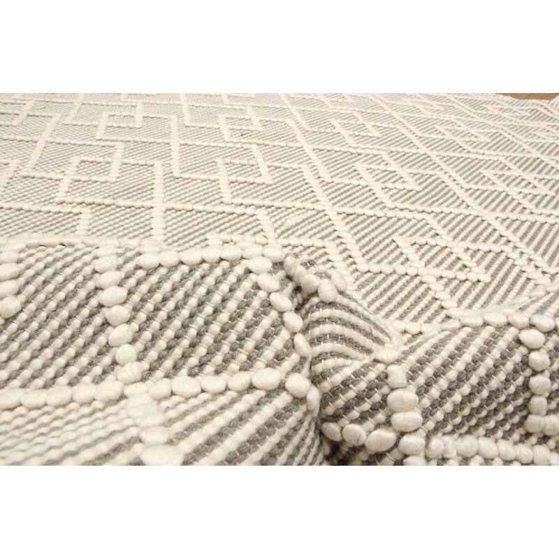 ECARPETGALLERY Braid weave Sienna Grey Wool Rug - 5'0 x 7'9