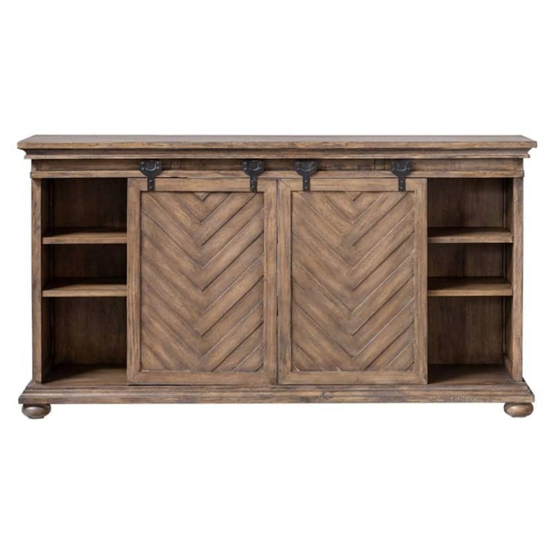 62" Black and Brown Chevron Primalia Barn Door Media Console