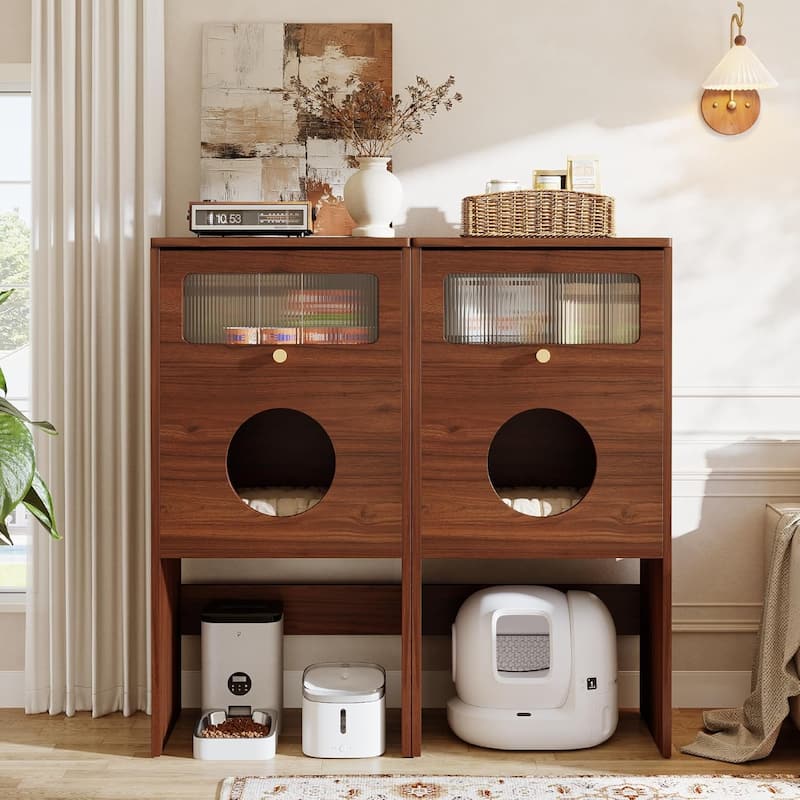 Cat Litter Box Enclosure with Storage Cabinet