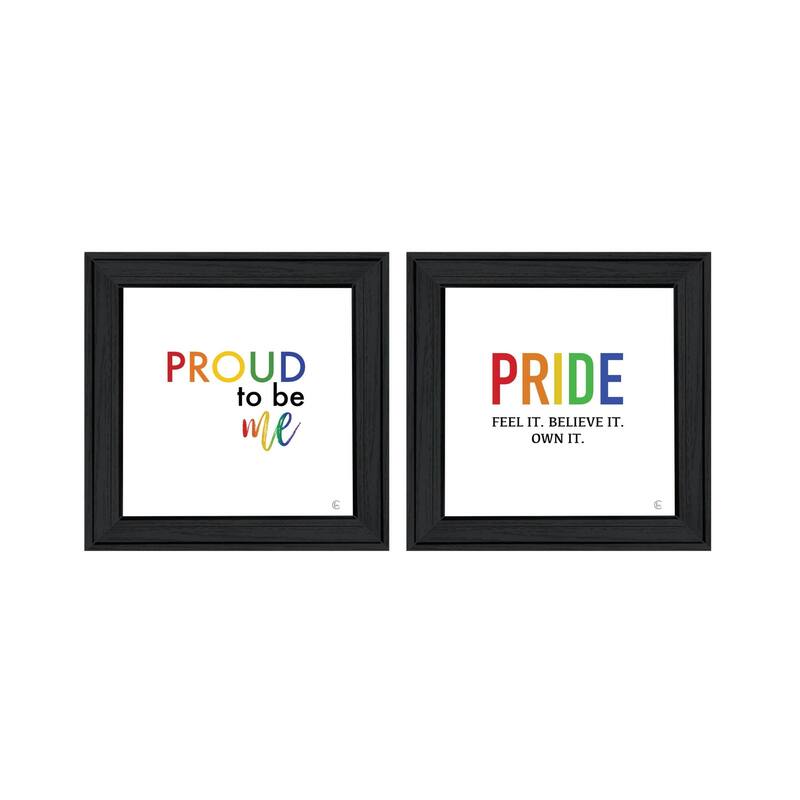 Trendy Decor 4U "Pride & Proud of Yourself and Others!" Printed Framed Wall Art by Fearfully Made Creations - Charcoal - 15 x 15