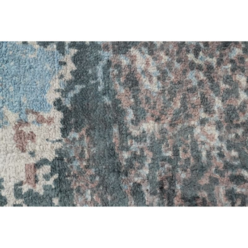 Hand Knotted Oriental Viscose Silk Carpet Modern Abstract Multi-Colored Abstract Area Rug - 9' 8'' X 8' 0''