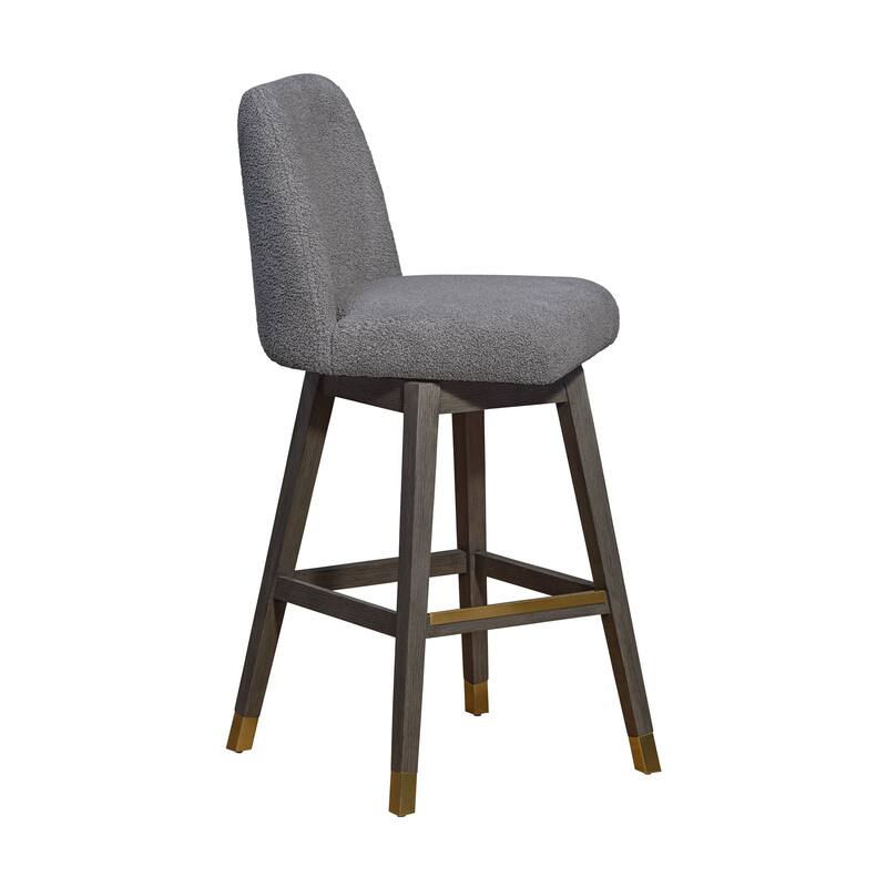 Amalie Upholstered Bar Stool, Swivel Counter Height Stool with Solid Wood Frame