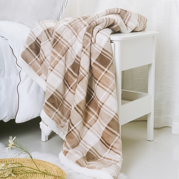 Plaid Flannel Sherpa Throw Blanket Bed Bath Beyond 35848386
