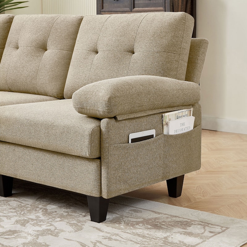 86.22" L Shaped Sectional Sofa with Side Storage Pockets