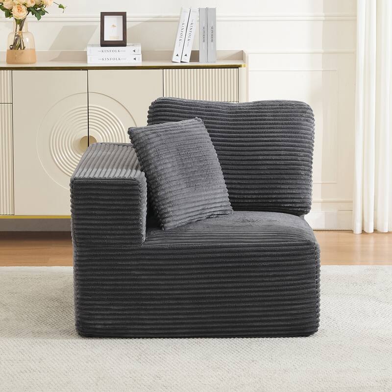 Convertible Corduroy Modular Sectional Sofa No Assembly Required
