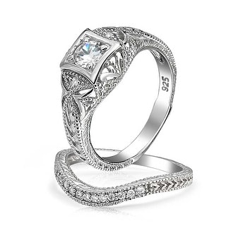 Journee Collection Sterling Silver Vintage Art Deco Cubic Zirconia ...