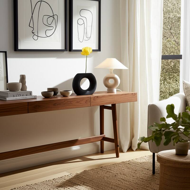 Modern Table Vase with Hollow Center Design - Ceramic Artful Vases for Home Decor