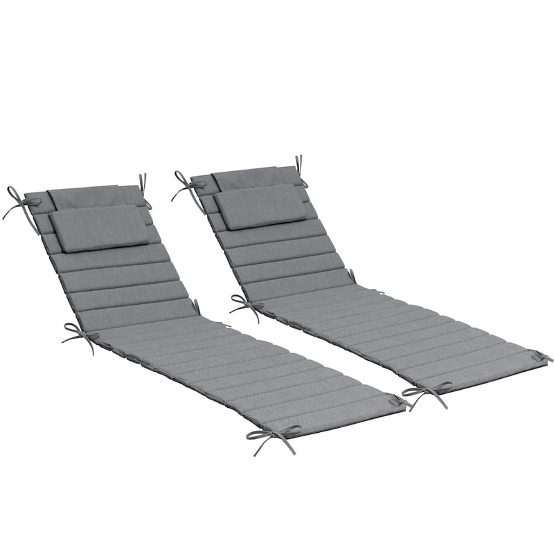Pellebant Outdoor Chaise Lounge Cushions Patio Lounger Pad with Straps - 2PC-70.9'' - Light Grey